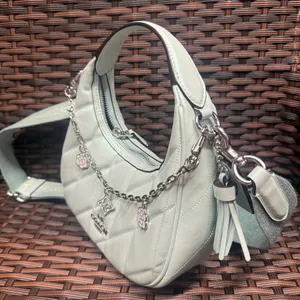 NWT Coach Carmen Mini Crossbody Bag CBI46 pearlized leather Silver/Green thumbnail 2