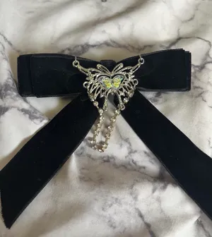Dolls Kill Black Velvet Butterfly Bow Hair Clip thumbnail 2