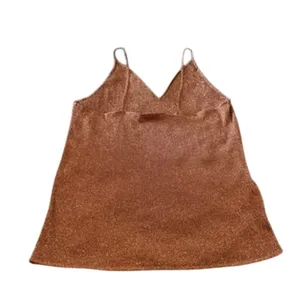 H&M Crochet Style V-Neck Tank Top in Metallic Brown, Size XL thumbnail 3