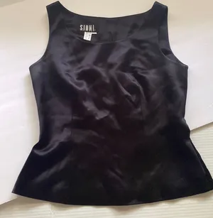 Vintage 90s Sioni Couture women’s silky black fitted sleeveless top, size 8 thumbnail 1