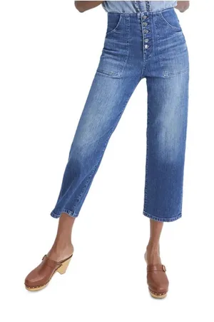 Veronica‎ Beard Crosbie High Waist Crop Wide Leg Jeans in Juno Blue Size 28/6 thumbnail 1