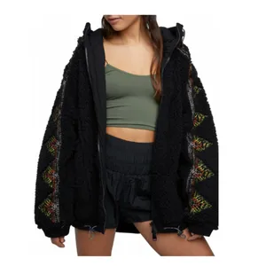 FP Movement by Free People Black Teddy Jacket with Patterned Sleeves thumbnail 8