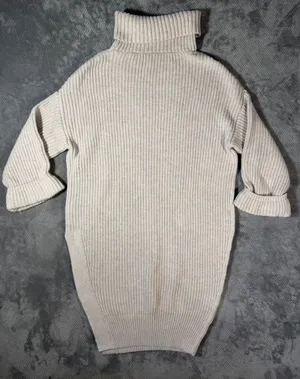 MOTH Anthropologie Chunky Knit Turtleneck Sweater Dress Side Slit Wool Blend Sm thumbnail 8