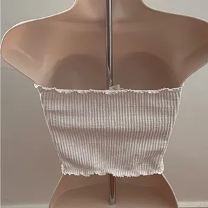 Bozzolo white ribbed cropped tube top, size S/M cottagecore Y2K vacation beach thumbnail 4