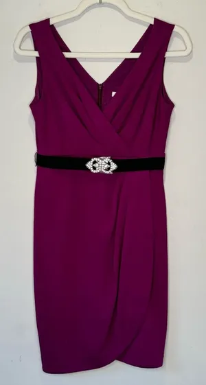 Trina Turk Faux Wrap Sleeveless V-neck Knee Length Party Cocktail Dress‎ Sz 6 thumbnail 1