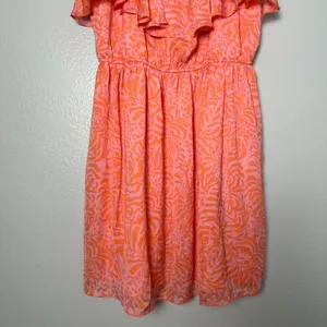 LILLY PULITZER Women's Size XL/TG‎ Mini Dress Coral Orange Pink Flounce Ruff thumbnail 6