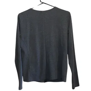Lands End gray Cotten blend Zip Crew Cardigan loungewear basic minimalist active thumbnail 7