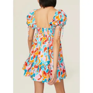 NWT Amanda Uprichard‎ Sicily Babydoll Mini Dress Miami Print Size Medium thumbnail 3