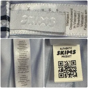SKIMS Woven Shine Sleep Lace Pants Blue Pinstripe Satin Lounge Pajama Bottoms XS thumbnail 10