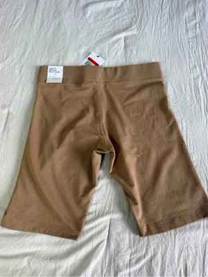Nike Women's Tan Bike Shorts with White Swoosh thumbnail 4