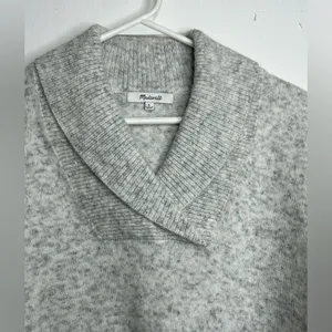 Madewell Shawl Collar Wool Sweater Grey Marled Knit Pullover Puff Sleeve. Size S thumbnail 3