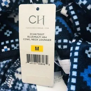 NWT Carole Hochman Lounger blue multi cowl neck size‎ M thumbnail 10