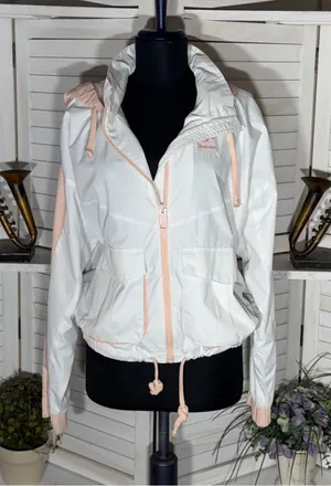 Hollister windbreaker jacket peach hoodie zip mock neck activewear outerwear M thumbnail 1