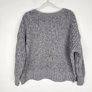 American Eagle Grey Chunky Cable Knit Cropped Sweater - Size S (Oversized Fit) thumbnail 4