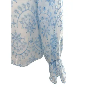 Simplee Eyelet Embroidered Ruffle Blouse Coquette‎ Feminine Delicate Girly L thumbnail 3