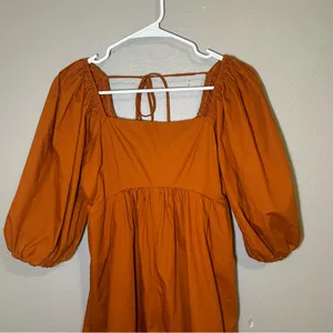Abercrombie & Fitch Rust Orange Square Neck Puff Sleeve Romper Womens Size Small thumbnail 3