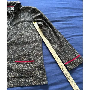 Anne Klein Womens Leopard Print Fleece Pajama Set Large Brown Red Trim L 14-16 thumbnail 8