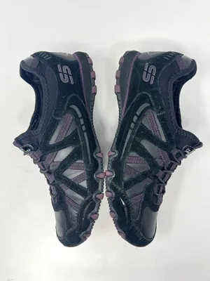 Skechers Bikers 22374 Black Purple Leather Sneakers Women’s 7.5 thumbnail 2