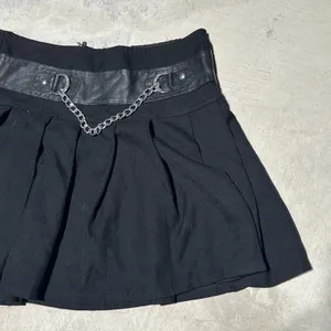 Royal Bones Black Chain Pleated Mini Skirt Punk Goth Y2K Emo Grunge Alt SZ M thumbnail 2