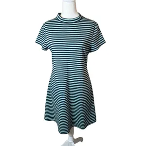 Free People Beach On The Line Ponte Mini Dress Large‎ Navy Mint Striped Casual thumbnail 4