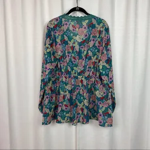 Matilda Jane Green Floral Sheer Large Kookaburra Blouse Sz.XXL thumbnail 9
