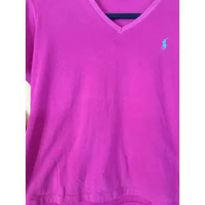 Ralph Lauren Sport T-Shirt Women Large Magenta Pink V-Neck Cotton Pony Preppy thumbnail 4