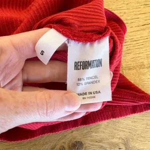 Reformation - Ribbed Tank Midi Dress with Slit in Red thumbnail 3