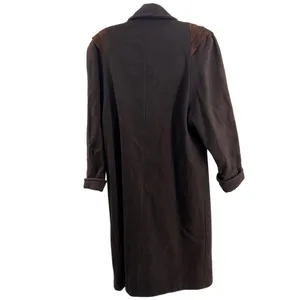 Jofeld wool trench suede double breasted 80s vintage coat 14 structured brown thumbnail 2