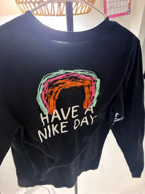 Nike Black Long Sleeve Shirt with White Swoosh Stars thumbnail 5