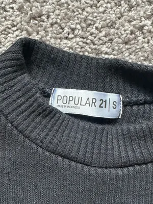 Popular 21 Women's Black Ribbed Short Sleeve Tee thumbnail 4