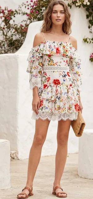 Alice and Olivia Floral Ruffle mini dress thumbnail 1