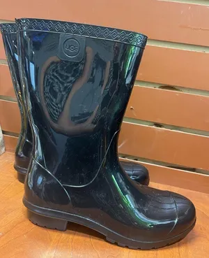 UGG Shiny Black Rain Boots thumbnail 1