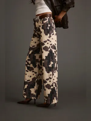 $99 NWT VIGOSS cow print baggy wide leg western jeans 5/27 thumbnail 3