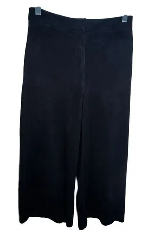 Zara Basic Black‎ Cropped Wide Leg Suede Soft Dress Pants Xs Pockets High Rise thumbnail 1
