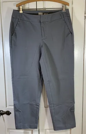 A‎ New Day Womens Gray Stretch Cotton Ankle Pants Size 10 High Rise Slim Tapered thumbnail 1