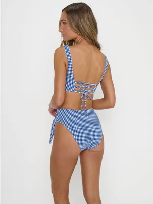 New Show Me Your Mumu Montauk Bottom size Large L gingham high waist swim bikini thumbnail 5