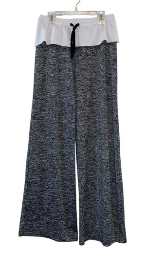 Wide Leg Lounge Pants Gray Marled Drawstring Pull On Soft Casual Palazzo‎ L/XL thumbnail 1
