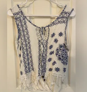 Moral Fiber | Backless Boho Top, Size L thumbnail 1