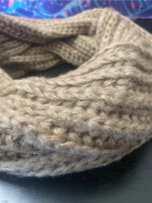 Soft Chunky Knit Infinity Scarf in Camel Tan thumbnail 3
