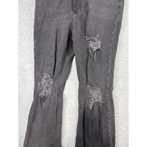 BDG Urban Outfitters High Rise Flare Jeans Black Distressed Ripped Size 30 thumbnail 2