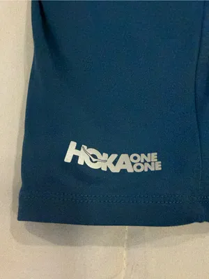 HOKA Women's Performance Crop Tight Blue Steel Teal Size Large Pocket Running thumbnail 3