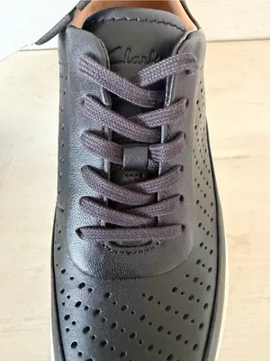 Clarks Tivoli Grace Tie Sneakers Women’s Size 10 Black Leather Comfort Contour thumbnail 7
