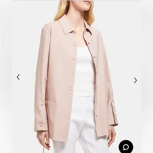 THEORY‎ Linen Blend Belted Shirt Jacket in Light Pink thumbnail 2