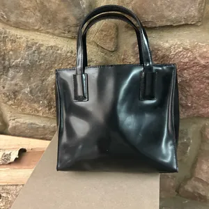 Esprit Glossy Black Tote Bag Vintage nice & clean thumbnail 2
