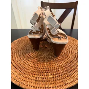 Audrey Brooke Womens Beige Suede Cage Gladiator Sandals Cone Heel‎ Size 9 thumbnail 9