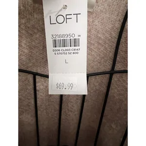 Ann Taylor Loft Sweater Large‎ Plaid Gingham Pink Sweater Sz L V Neck NWT thumbnail 3
