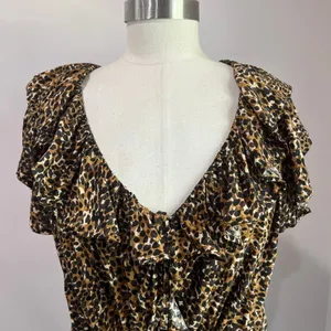 Old Navy Leopard Print Waist Defined Ruffle Trim Mini Dress Size‎ XL thumbnail 4