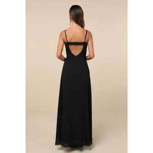 Lulus Stunning Grace Black Cutout A-Line Chiffon Maxi Dress Medium NWOT thumbnail 6