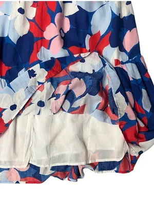 DRAPER JAMES RSVP Floral Skirt Red White Blue Elastic Waist Womens Size Medium thumbnail 6