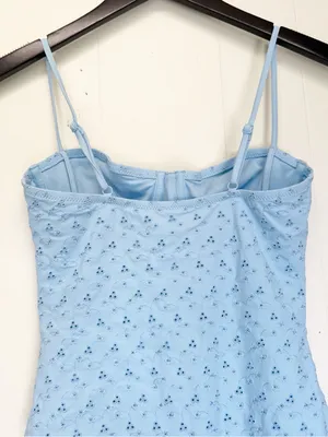 NWT J. CREW Blue Eyelet Balconette Underwire One-Piece Swimsuit CL724 Size 6 thumbnail 10